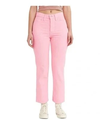 Calça de veludo Levi's nova com etiquetas tamanho 10 curta wedgie reta rosa cintura alta botão mosca - Imagem 1 de 4