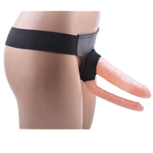 6" Double Ended Hollow Realistic Dildo Strap On Unisex, Lesbian DP Penetration - Picture 1 of 18