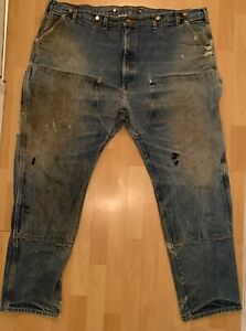 Carhartt B07 DNM Thrashed Double Knee Work Pants Jeans Logger Dungaree Tag Sz 50