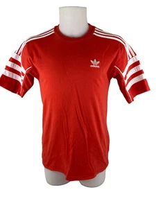 adidas Men Medium Orange T Shirt Jersey Three Stripe Embroidered Logo - Picture 1 of 7
