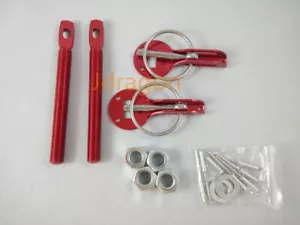 Pin de cierre con capucha abatible rojo universal para carreras deportivas JDM con montaje de aluminio - Imagen 1 de 1