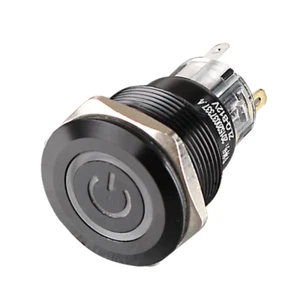 22mmBlack Metal Push Button Swich Waterproof Momentary Button Switch Free Socket - Picture 1 of 15