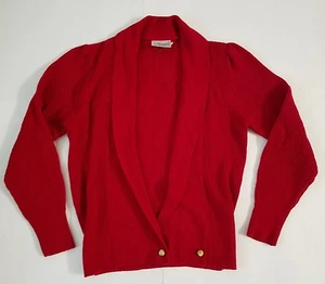 EMPIRE GENE STUART VINTAGE RED CARDIGAN BLOUSE SHIRT TOP SZ LARGE - Picture 1 of 3