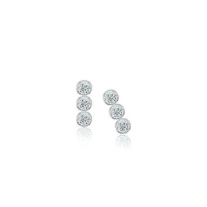 14K White Gold Diamond Bezel Stick Stud Earrings Jewelry Gift For Women Meira T - Picture 1 of 5
