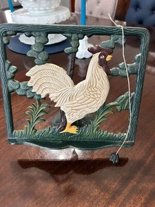 Vintage Cast Iron Country Kitchen Rooster Cookbook Recipe Stand Rustic Farmhouse - Picture 1 of 6