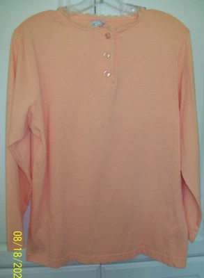 Top de pijama HABAND talla M escote encaje melocotón manga larga busto 42" Foto 1 de 2