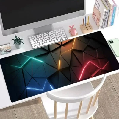 3D Triangles Gaming Mouse Pad Cool Geometric Gamers Keyboard Desk Mat Non Slip - Image 1 of 4