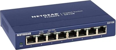 NETGEAR GS108GE LAN Switch 8 Port Netzwerk Switch Gigabit LAN Verteiler Splitter - Bild 1 von 4