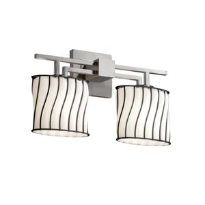 Justice Design - WGL-8702-30-SWOP-NCKL - 2 Light Nickel Bathroom Light - *READ* - Picture 1 of 7