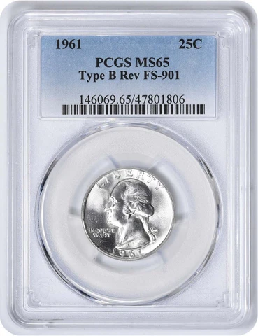 1961 Washington Quarter Type B Reverse FS-901 MS65 PCGS Cover