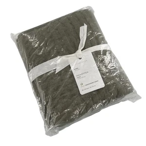 NEW Pottery Barn PickStitch Handcrafted Cotton Linen King Sham Loden Green - Picture 1 of 10