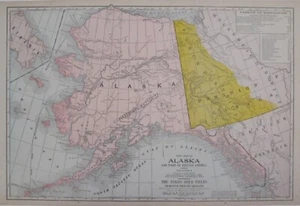 Original 1905 Map Alaska ROUTES TO YUKON GOLD FIELDS Klondike Dawson City Juneau - Picture 1 of 12