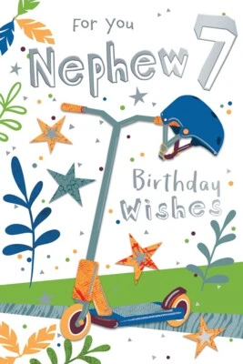 Tarjeta de cumpleaños de sobrino 7 años deseos de cumpleaños scooter feliz Foto 1 de 2