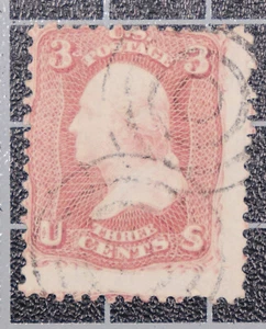 Scott 65 3 Cents Washington gebraucht schwarz Zielscheibe Typ Fancy Cancel  - Bild 1 von 1