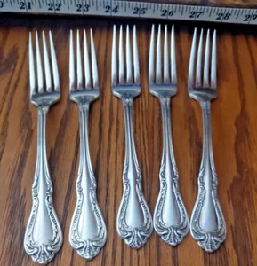 Oneida Wm. Rogers Silverplate Overlaid Harmony Chalice Jasmine 5 DINNER FORKS - Picture 1 of 4