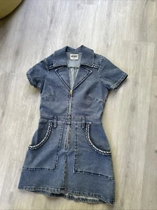 REVOLVE NWOT SHOW ME YOUR MUMU OXFORD STORMY BLUE ZIP UP DENIM MINI DRESS S - Picture 1 of 8