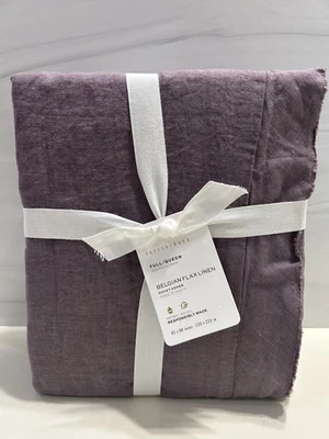 Pottery Barn Belgian Flax Linen Duvet Fringe Ruffle Full/Queen Fig NWT - Image 1 of 4