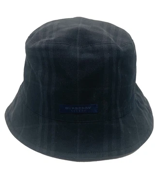 Burberry London Reversible Black Nova Checked Bucket Hat Size Small Navy - Image 1 of 4