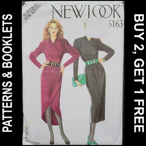 Vestido Vintage New Look Envolvente Frontal Patrón #6163 Tallas 8-18 SIN CORTAR - Imagen 1 de 7