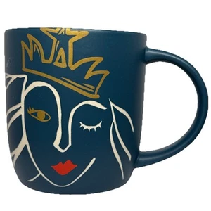Starbucks 2016 Anniversary Blue Crown Wink Etched Ceramic Red Lips Coffee Mug - Picture 1 of 4