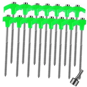 15-Pack Screw in Tent Stakes Heavy Duty, 8”Drill in Style Ground Anchor Pegs - Picture 1 of 8