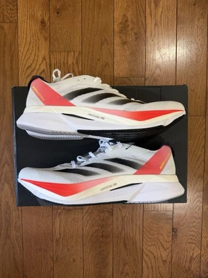 Adidas Adizero Boston 12 - White Aurora Solar Red - Men Size 10 - Image 1 of 4