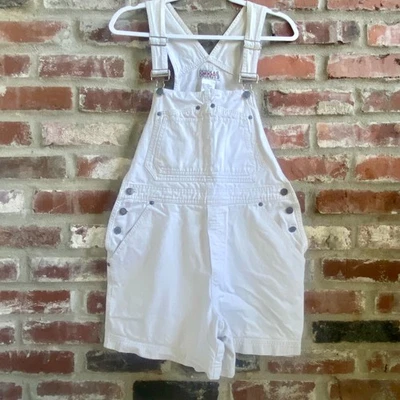 Pantalones cortos de mameluco Bill Blass para mujer, vintage, marfil, correas ajustables, talla M. Foto 1 de 4