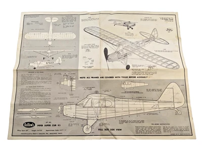 Guillows Model Airplane Piper Super Cub 95 24" Scale Rubber .020 PLANS ONLY ORIG - Image 1 of 4