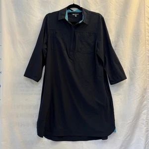 Title Nine Shirt Dress Size Large Navy Blue Quarter Zip Stretch Athleisure - Picture 1 of 10
