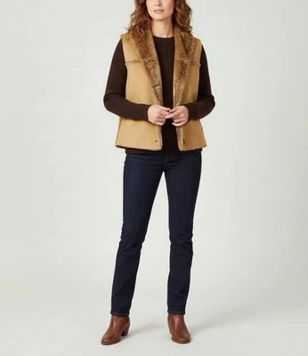 Chaleco Blazer Chaqueta Algodón Country Parkhurst Mujer Piel Sintética Gamuza Marrón Dorado XL Foto 1 de 4