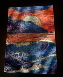 Ocean Mountain Sunset Diamond Art 7.4” x 5.3” Completed Collectible - Picture 1 of 4