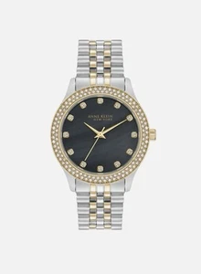 Anne Klein 12/7743BMTT Women's 36mm Crystal Accent Black MOP Dial Watch - Picture 1 of 4