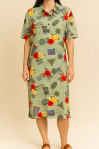 Caribbean Joe Hawaii Knie Hemd Kleid Damen 1X Tropical Beach Wear Reise Neuwertig - Bild 1 von 4