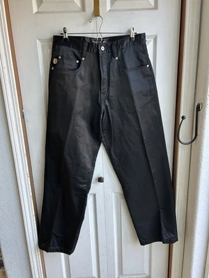 Vintage Y2K Pepe Jeans London Black Silky Baggy Jeans Wide Leg RARE Sz 32 x 32 - Image 1 of 4