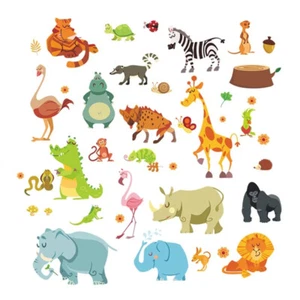 Jungle Animals Wall Stickers for Kids Rooms Safari Nursery Rooms Wall Decals_ro - Picture 1 of 7