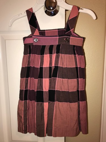 Nuovo con etichetta originale Abito Burberry Bambina Corallo Multi Plaid Regolabile Tg 4Y 105 cm