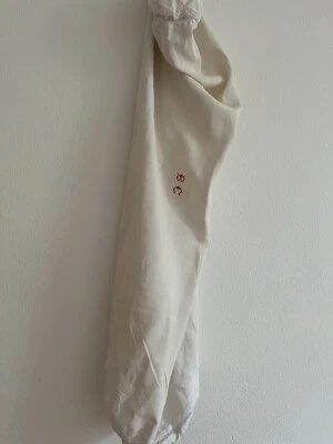 Vintage French Linen Bolster Cover - "BC" Red Monogram - ThreadWork - Handmade - Image 1 of 4