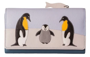 Luxury penguin trifold RFID purse by Mala leather 3405 3 OLLIE penguins gift - Picture 1 of 3