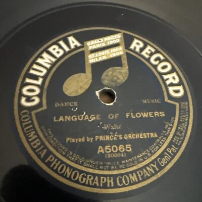 12” Columbia 78RPM Prince’s Orchestra - Language Of Flowers / Killarney A5065 V+ - Image 1 of 4