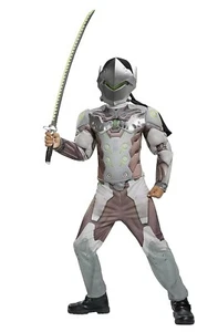 Overwatch Genji Child Medium 7-8 Muscle Cosplay Halloween Costume, New - Picture 1 of 1