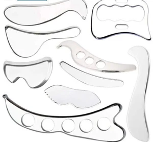 Gua Sha - Edelstahl v4a Massage Werkzeug Gesichts und Körper Schabetechnik - Bild 1 von 7