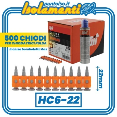 Chiodi HC6-22 Chiodatrice Spit Pulsa Cartongesso Fissaggio Guide e Profili - Immagine 1 di 4