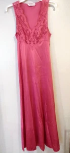 NightGown Lingerie Rose Pink SABRINA Long Full Length Lace Size S 80s Sexy - Picture 1 of 6