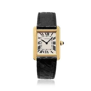 Cartier Tank Solo 27mm Steel & Yellow Gold Watch On Strap - Picture 1 of 6