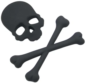 3D Skull and Crossbone Decal Emblem Truck, Motorcycle Zinc Alloy (Black) 2 pcs - Picture 1 of 6