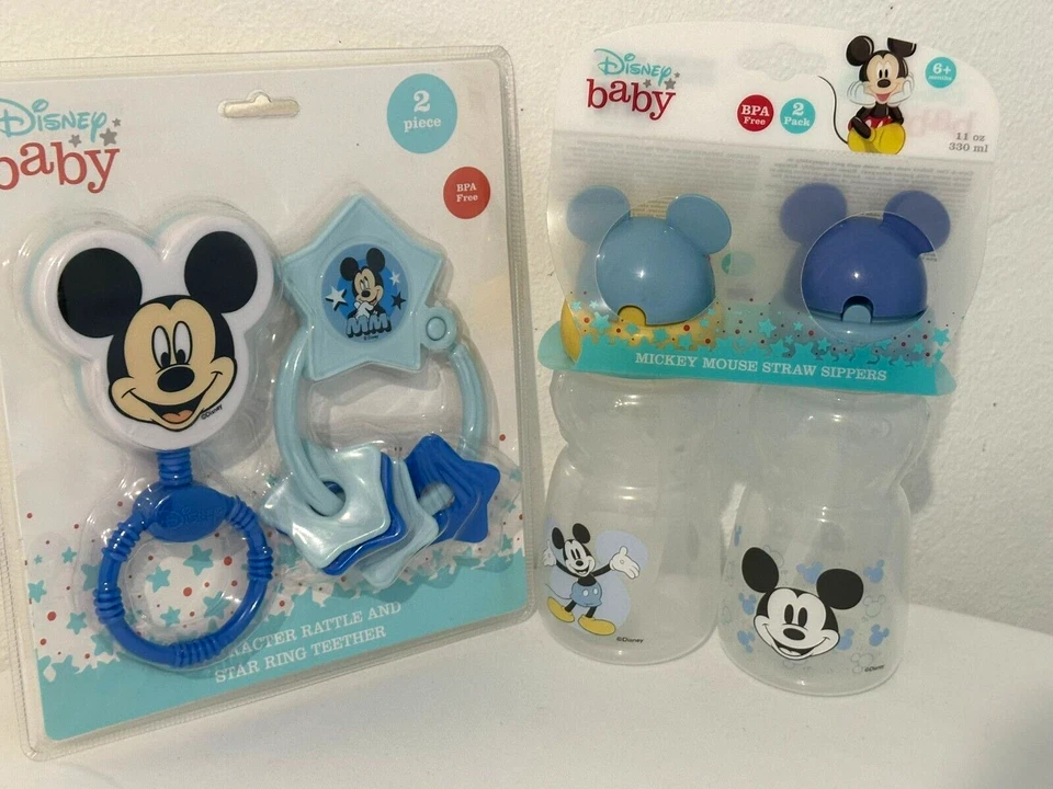 Disney Baby Mickey Character Rattle and Star Ring Teether BPA Ages 0