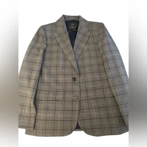 Blazer J.CREW Sommerset Gris Glen Cuadros Italiano Lana Elástica Para Mujer Talla 6 - Imagen 1 de 11