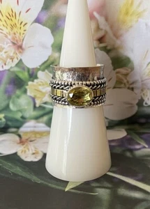 Anillo Giratorio Talla 6 Citrino 2 Tonos Meditación Ansiedad Chapado en Plata de Ley-Nuevo - Imagen 1 de 4