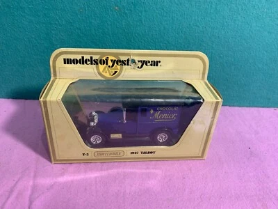 Caja de cerillas Lesney 1978 modelos de antaño Y5 1927 TALBOT CHOCLAT MENIER de colección Foto 1 de 4