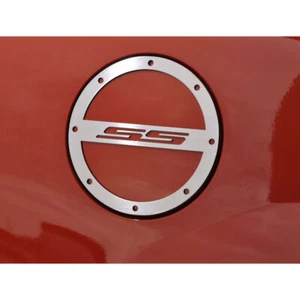 ACC Gas Door Cover 'SS' Logo fits 2010-2017 Chevy Camaro-Stainless Steel/Brushed - Picture 1 of 2